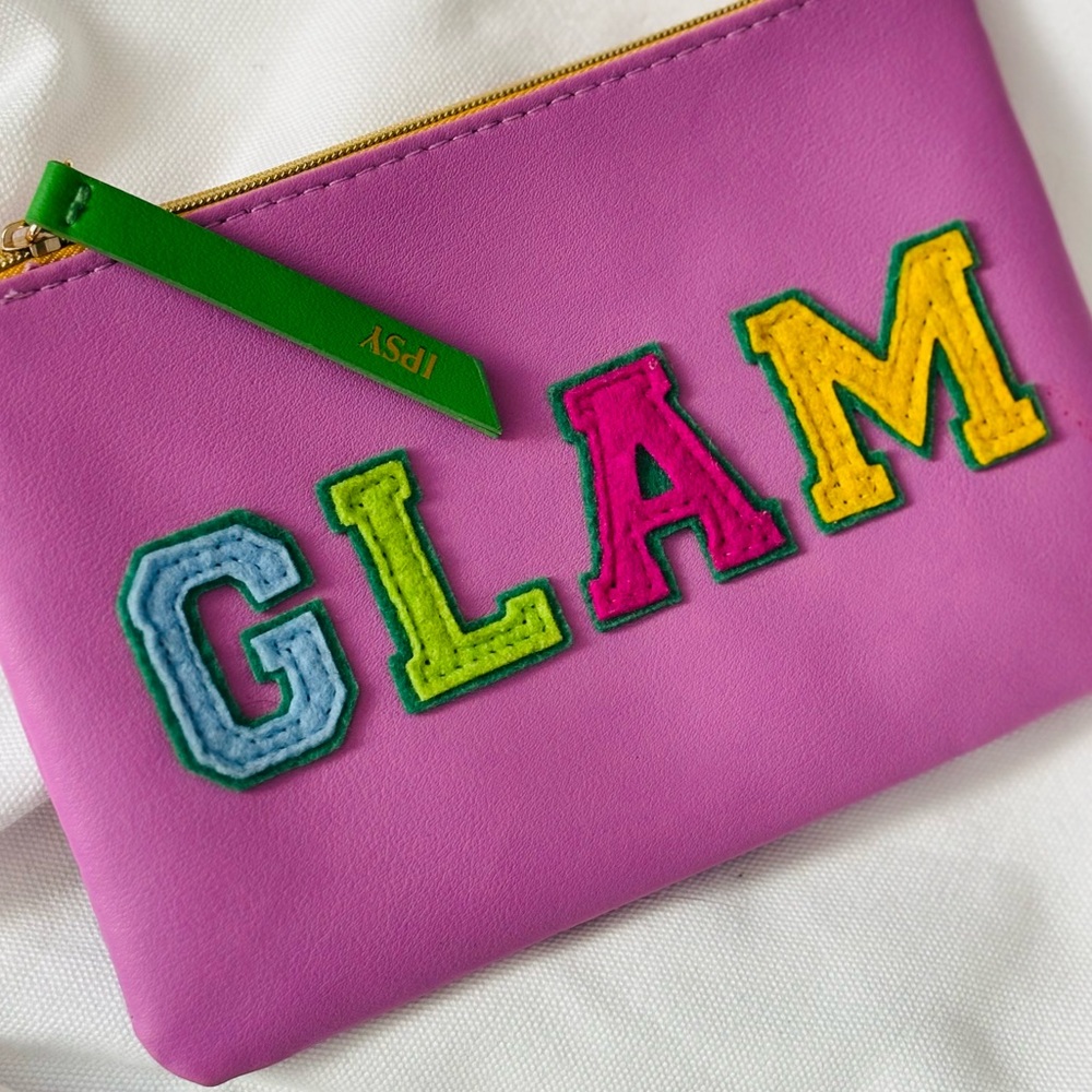 GLAM Makeup Bag by Ipsy in Pink and Multicolor, Faux Leather